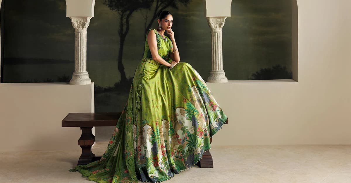 M.b soriee Raw Silk Suit SR-01-06-Peridot Green