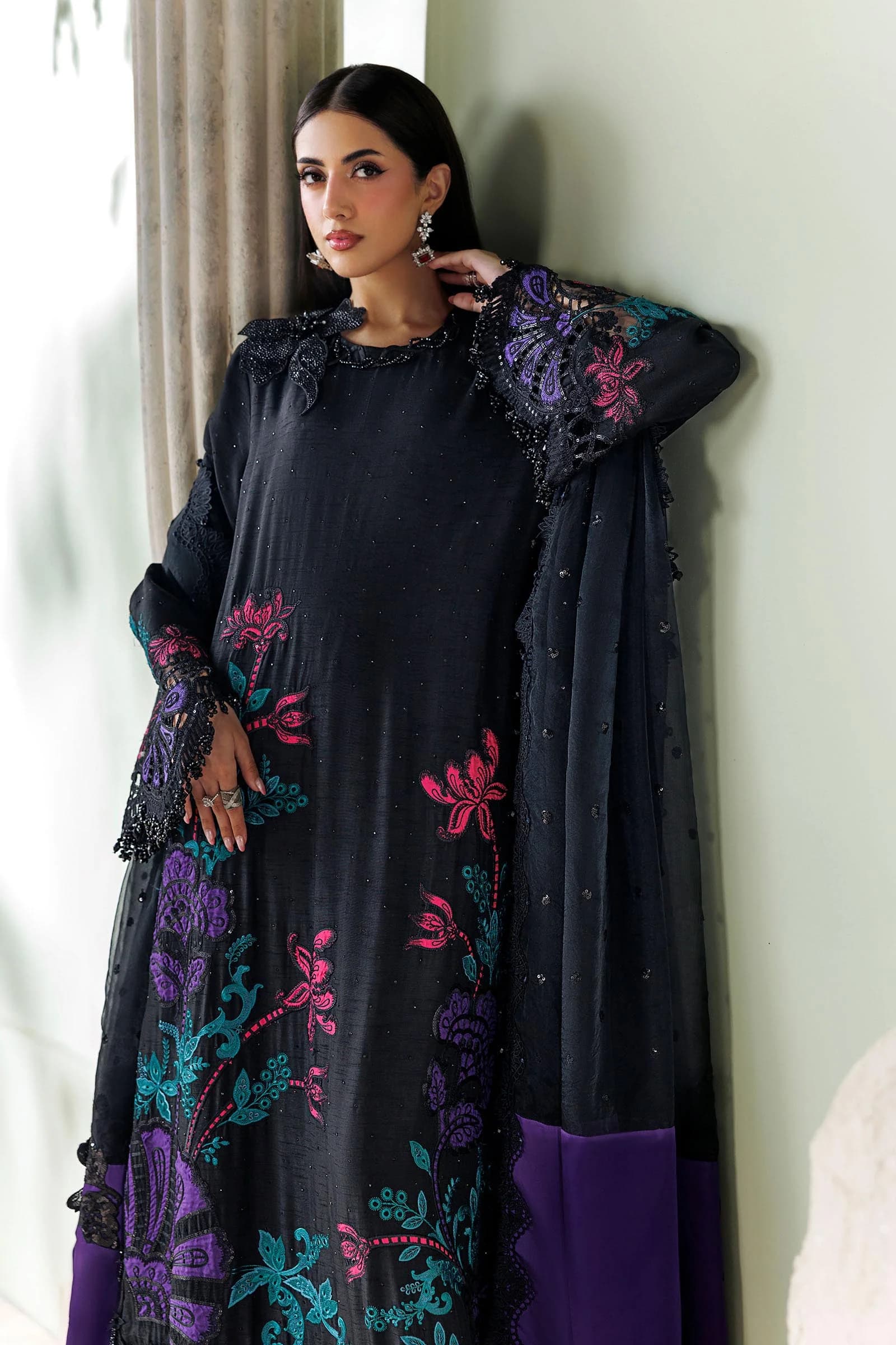 M.b soriee Raw Silk Suit SR-01-08-Mid Night Noir