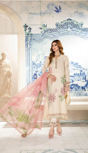 Maria B by M.Prints Embroidered Lawn Suit Unstitched 3 Piece MPT-2201-A - Summer Collection