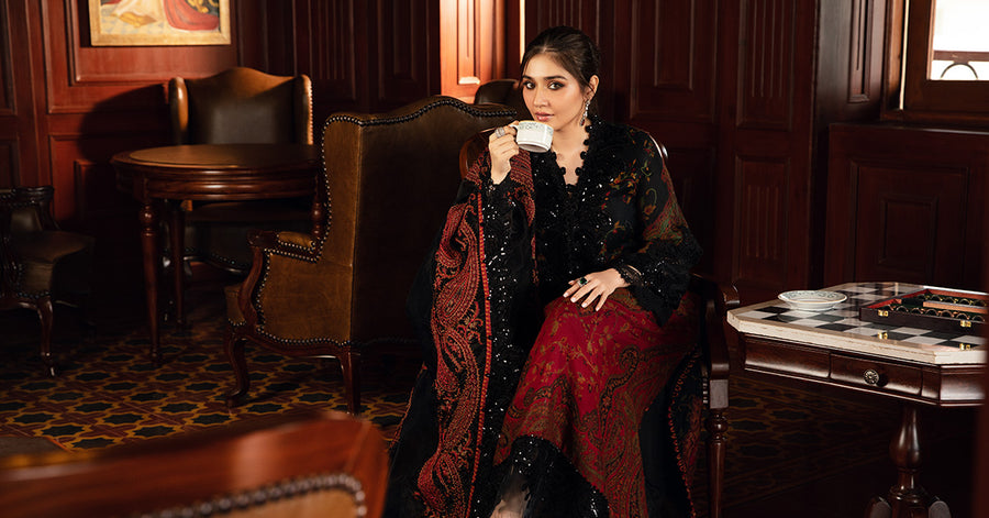 3 Piece Unstitched Embroidered Woven Suit | DL-1204