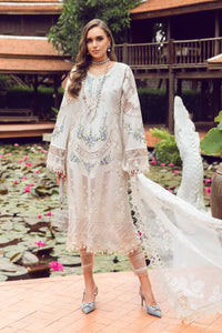 Maria B Embroidered Lawn Suit Unstitched 3 Piece MB24 D-04 - Luxury Collection