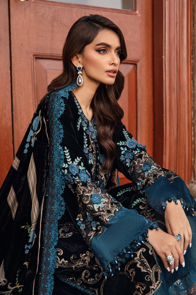 Maria.B 3 Piece Unstitched Embroidered Velvet Suit | DL-1208