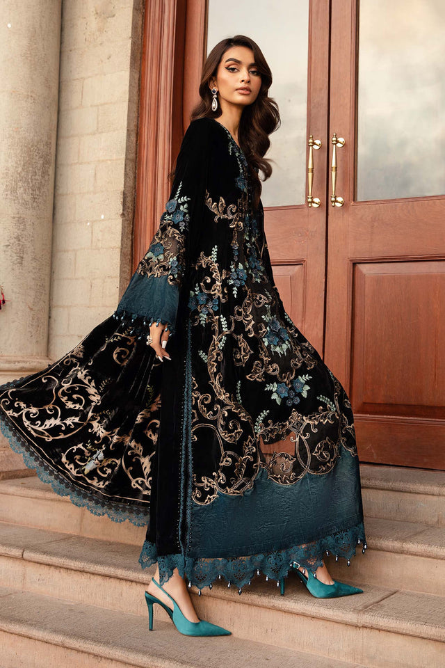 Maria.B 3 Piece Unstitched Embroidered Velvet Suit | DL-1208