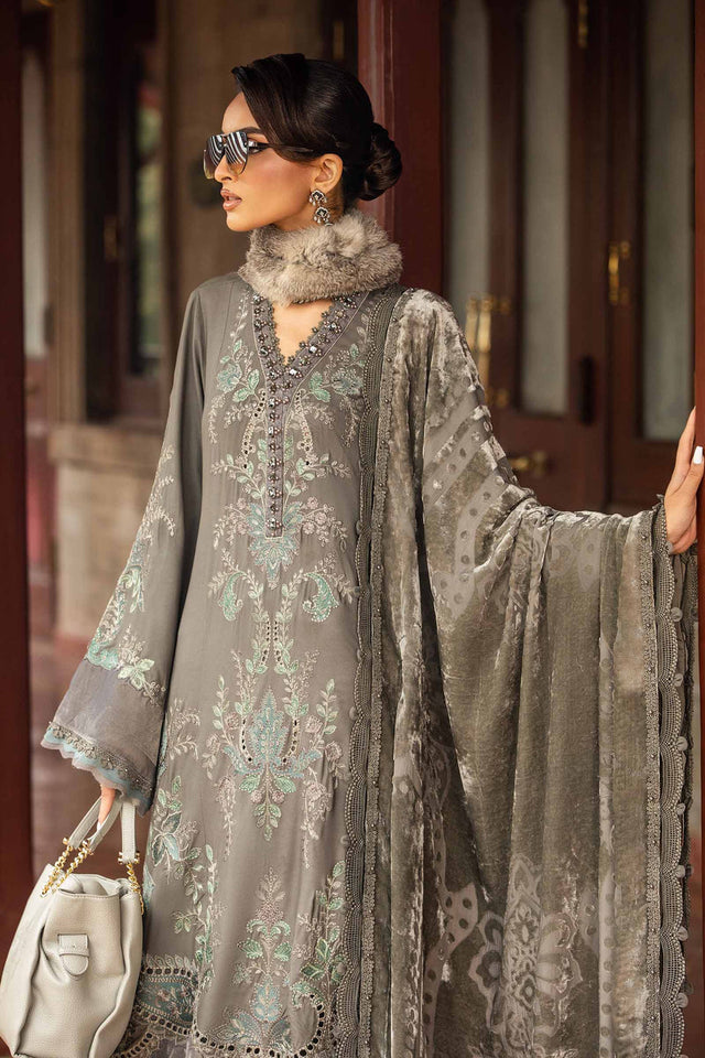 Maria.B 3 Piece Unstitched Embroidered Velvet Suit | DL-1209