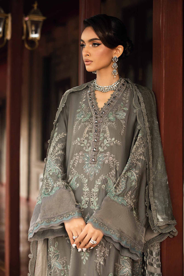 Maria.B 3 Piece Unstitched Embroidered Velvet Suit | DL-1209