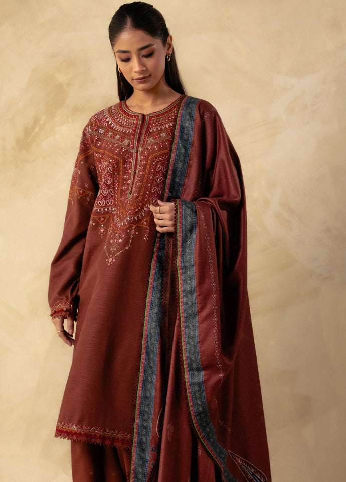 Coco By Zara Shahjahan Embroidered Khaddar Suits Unstitched 3 Piece ZW23-8A - Winter Collection