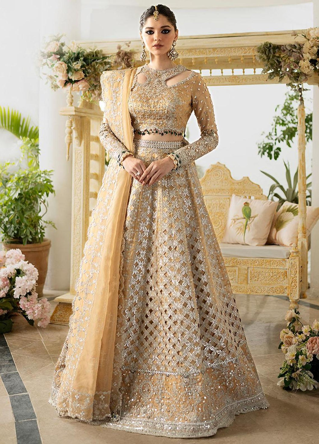 Qalamkar Dilnaaz Embroidered Organza Suits Unstitched 3 Piece DN-01 IMAAN- Wedding Collection