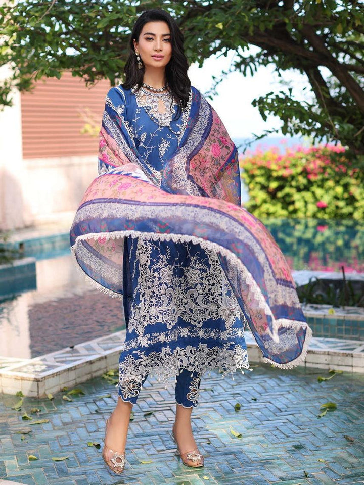 Noor by Saadia Asad Luxury Embroidered Chikankari Lawn 3Pc Suit D-10B - Mishi'sCollection